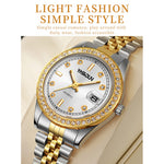 YASHIDUN 5068 Stylish Women Quartz Watch Steel Strap Rhinestone Decor Luminous Watch