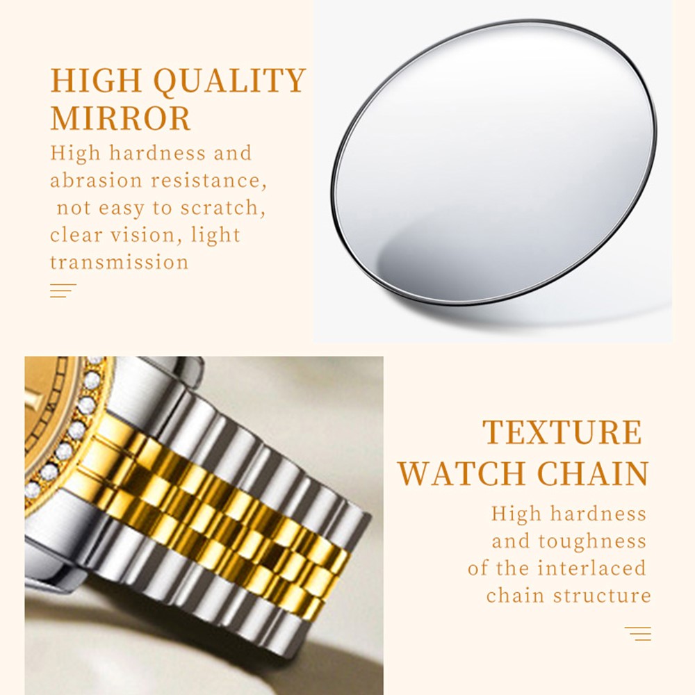 YASHIDUN 5068 Stylish Women Quartz Watch Steel Strap Rhinestone Decor Luminous Watch