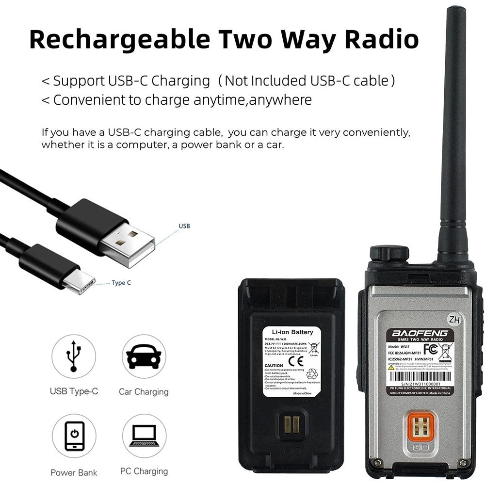 BAOFENG W-31E Outdoor Handheld Intercom UHF 400-470MHZ Portable Walkie Talkie