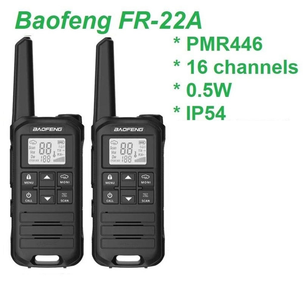 BAOFENG FR-22A 2Pcs Outdoor Handheld Interphone with Screen UHF FRS462 PMR446MHZ Walkie Talkie