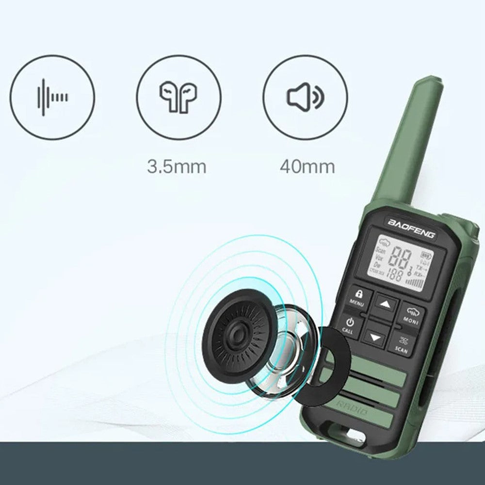 BAOFENG FR-22A 2Pcs Outdoor Handheld Interphone with Screen UHF FRS462 PMR446MHZ Walkie Talkie