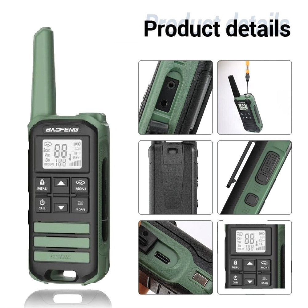 BAOFENG FR-22A 2Pcs Outdoor Handheld Interphone with Screen UHF FRS462 PMR446MHZ Walkie Talkie