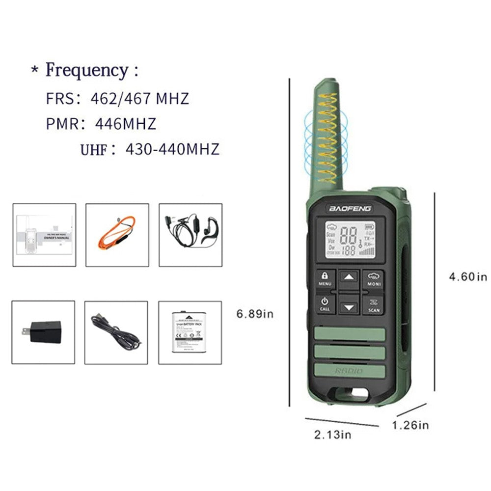 BAOFENG FR-22A 2Pcs Outdoor Handheld Interphone with Screen UHF FRS462 PMR446MHZ Walkie Talkie