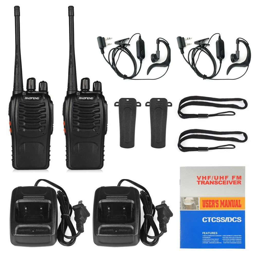 BAOFENG BF-888S 2Pcs Outdoor Handheld Interphone UHF VHF Walkie Talkie with Flashlight