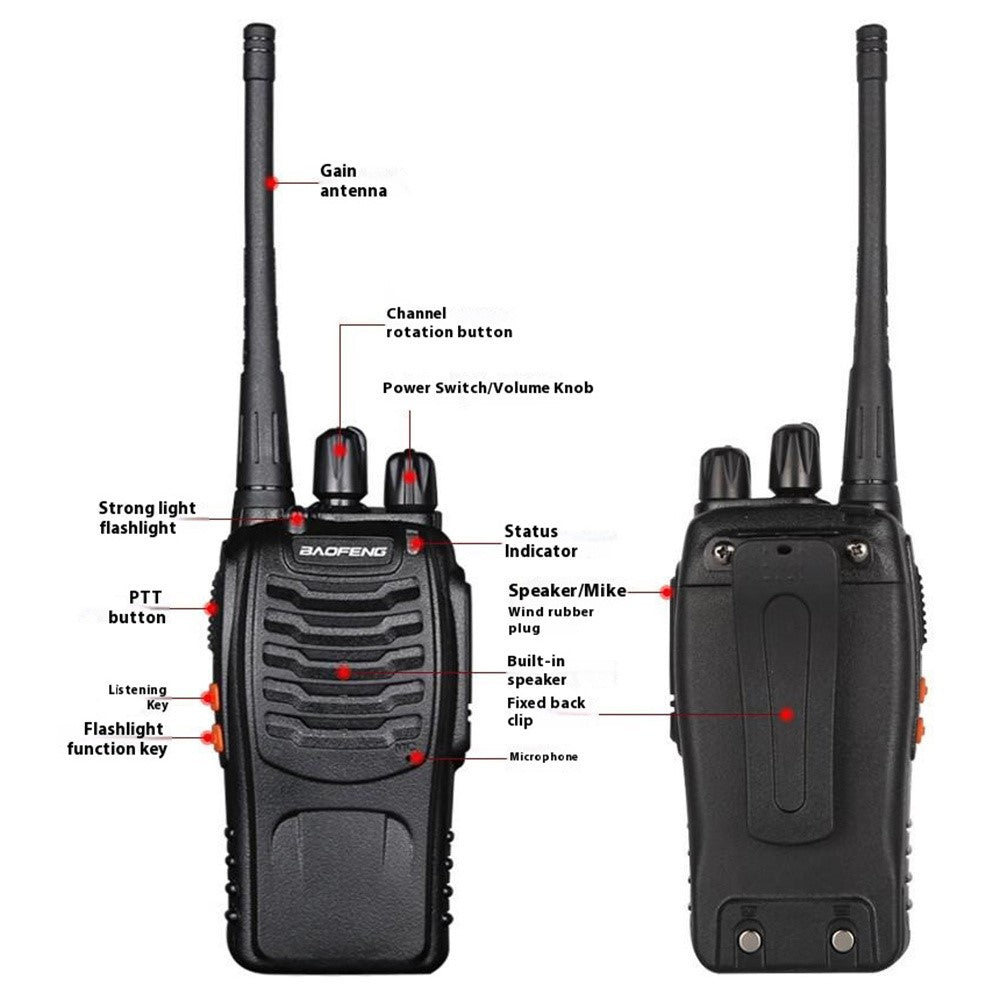 BAOFENG BF-888S 2Pcs Outdoor Handheld Interphone UHF VHF Walkie Talkie with Flashlight