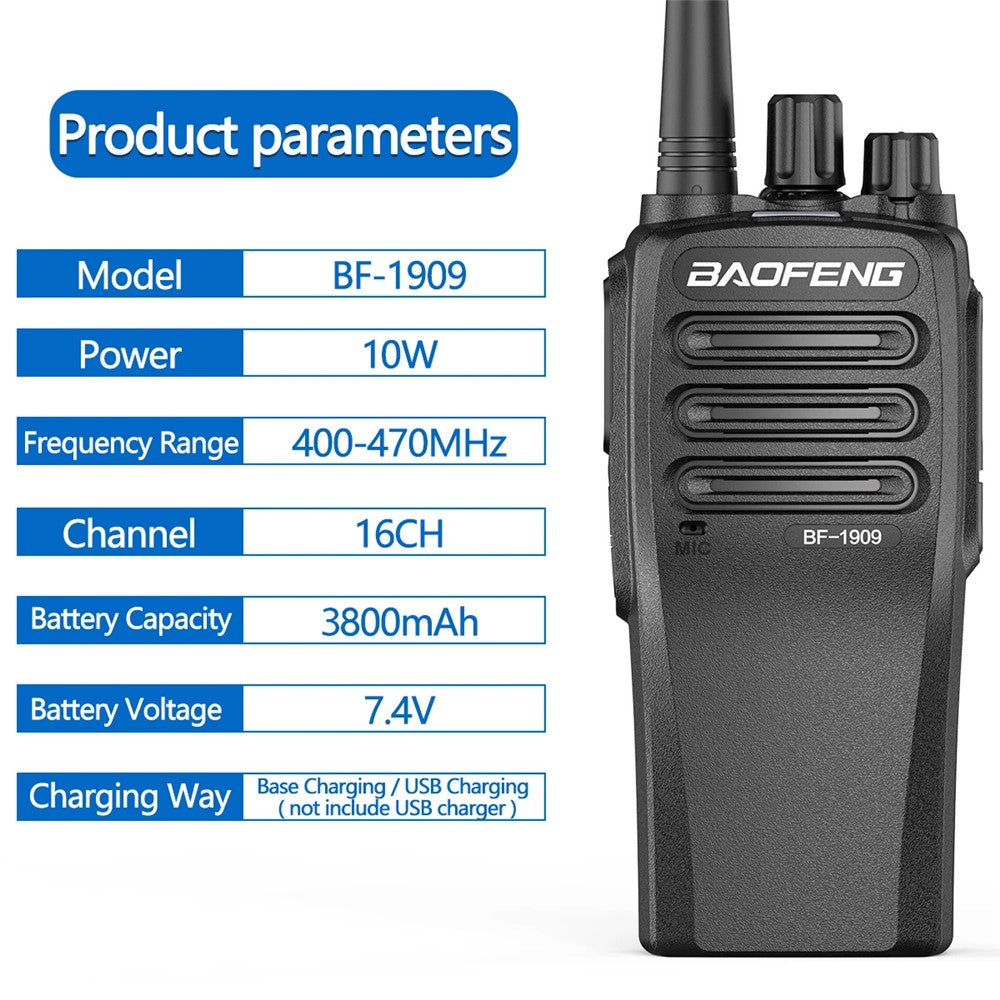 BAOFENG BF-1909 10 km afstand håndholdt tovejs radio intercom UHF 400-470MHZ Walkie Talkie