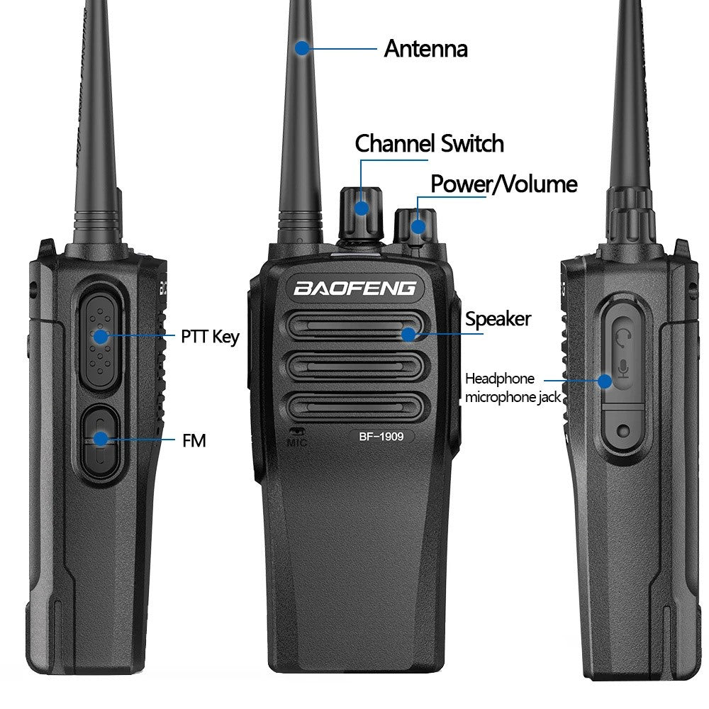 BAOFENG BF-1909 10 km afstand håndholdt tovejs radio intercom UHF 400-470MHZ Walkie Talkie