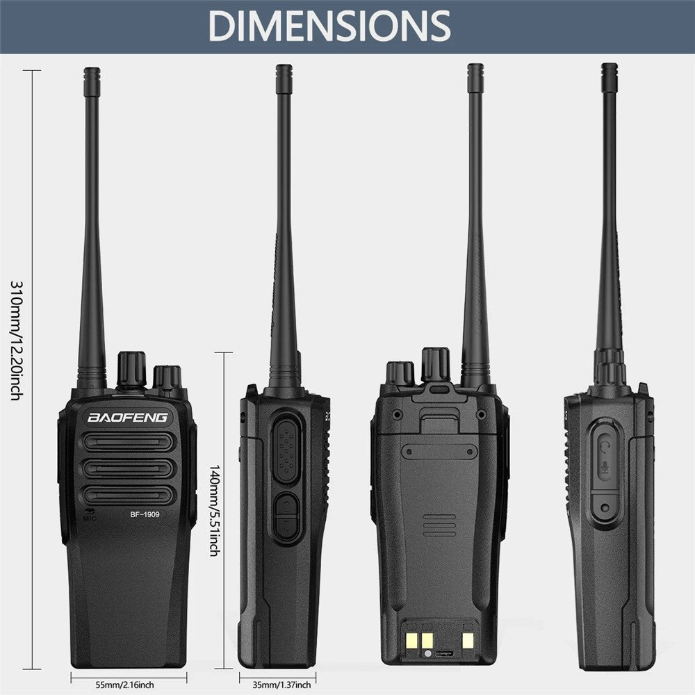 BAOFENG BF-1909 10 km afstand håndholdt tovejs radio intercom UHF 400-470MHZ Walkie Talkie