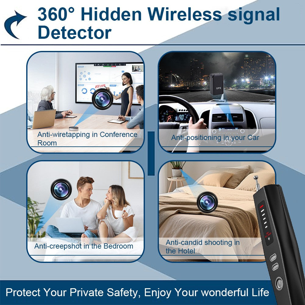 T011 Wireless RF Signal Detector GPS WiFi Tracker Camera Bug Detector Anti-Spy Infrared Scanner