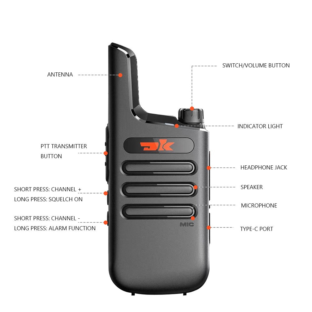 DK F1 2Pcs Portable Mini Handheld Interphone UHF 400-480MHZ Walkie Talkie