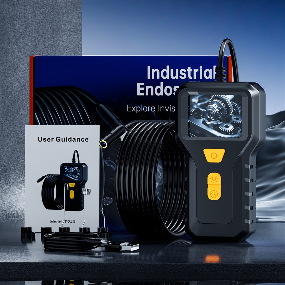 P240 2 Inch Industrial Endoscope 8mm Lens 1080P HD Handheld Inspection Camera, with 10m Hard Wire