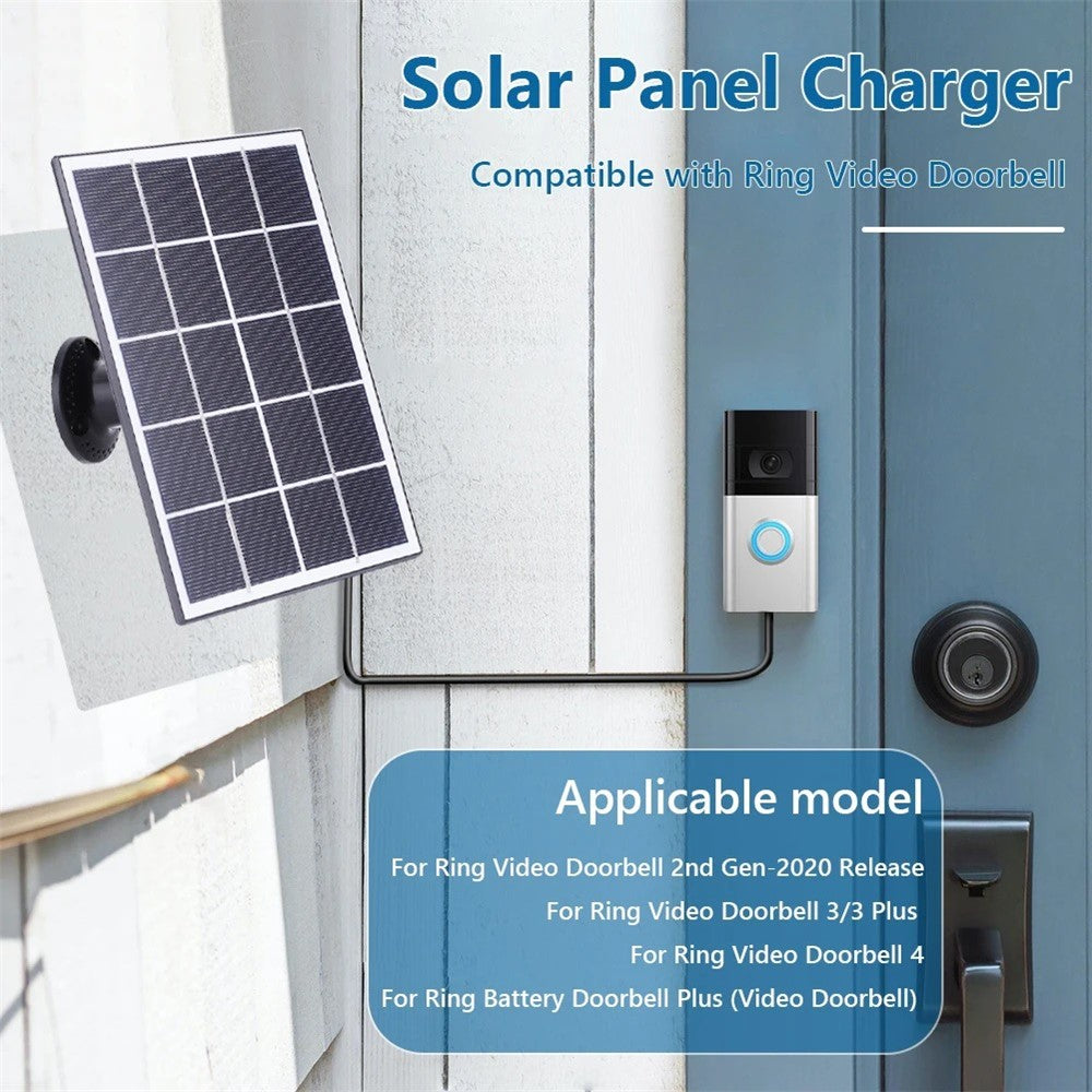 3W Solar Panel for Ring Video Doorbell 4 / 3 / 3 Plus / 2 Surveillance Smart Doorbell Charger