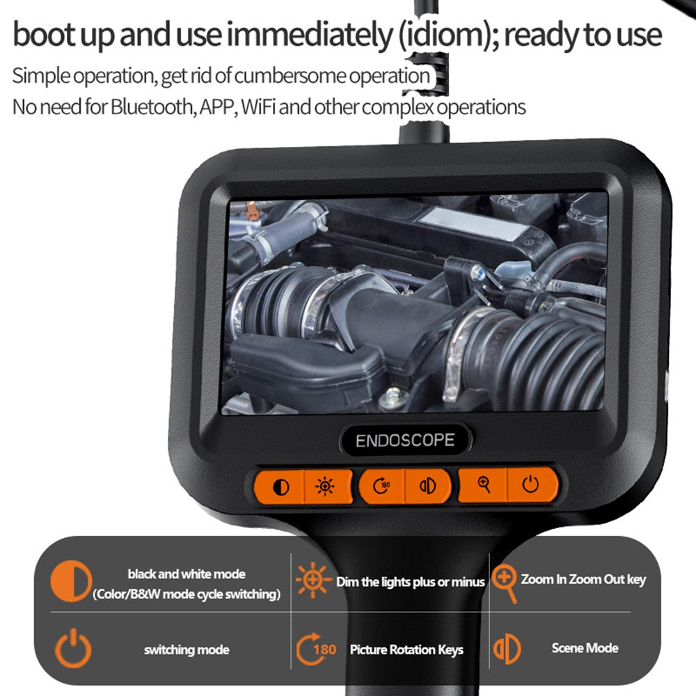 T42-AV 8mm Single Lens Endoscope 4.3 Inch IPS Screen 1080P HD Handheld Inspection Camera