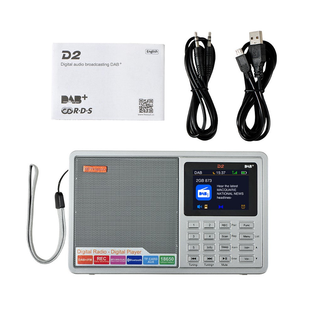 GTMEDIA D2 Digital Radio Receiver DAB+FM RDS Bluetooth-compatible MP3 Player REC Recorder TF Card Support