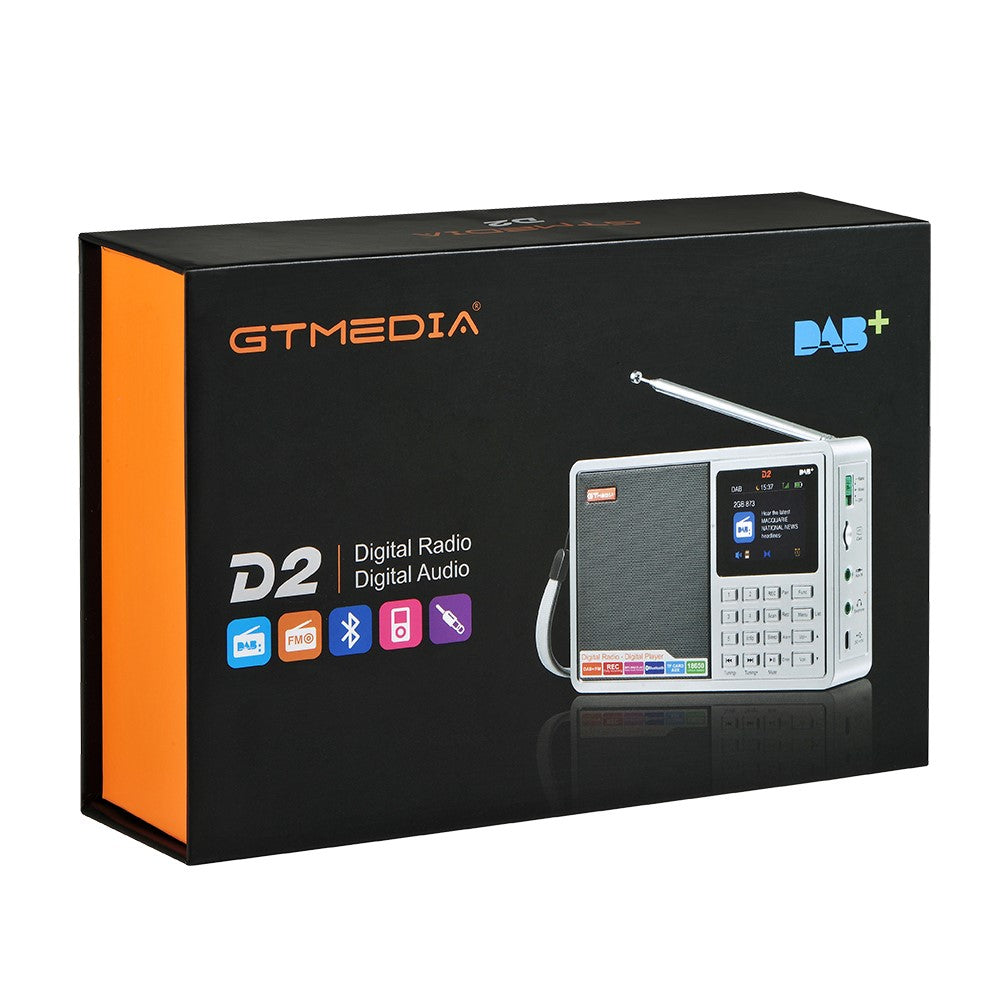GTMEDIA D2 Digital Radio Receiver DAB+FM RDS Bluetooth-compatible MP3 Player REC Recorder TF Card Support