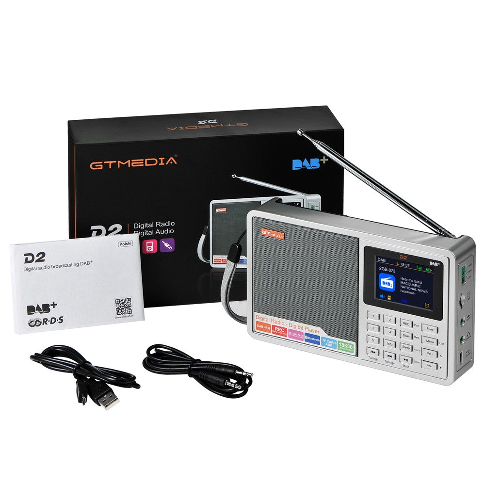 GTMEDIA D2 Digital Radio Receiver DAB+FM RDS Bluetooth-compatible MP3 Player REC Recorder TF Card Support