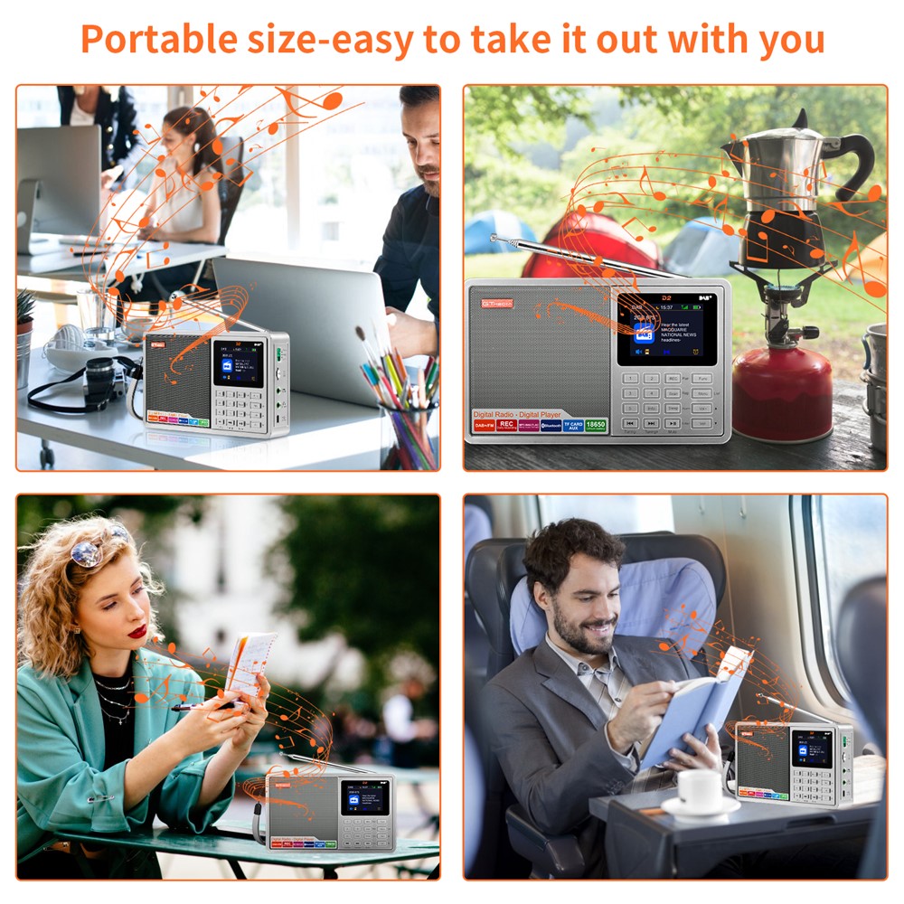 GTMEDIA D2 Digital Radio Receiver DAB+FM RDS Bluetooth-compatible MP3 Player REC Recorder TF Card Support