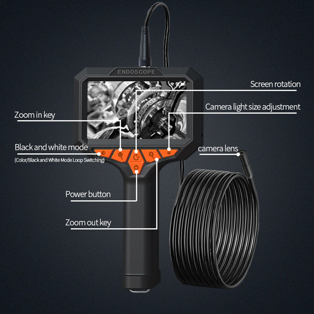 T32-AV 8mm Single Lens Endoscope 4.3 Inch Screen 1080P HD Handheld Inspection Camera