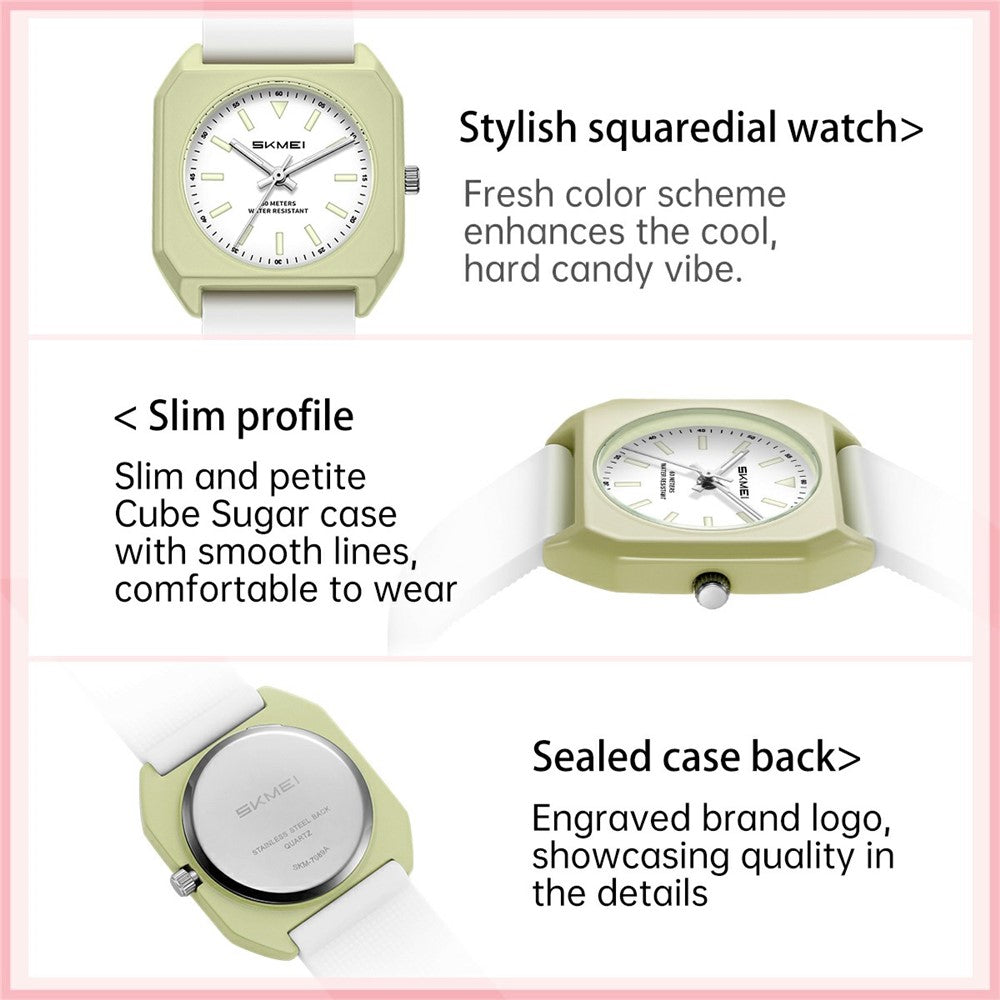 SKMEI 7089 Women Student Quartz Watch Stylish Square Wrist Watch