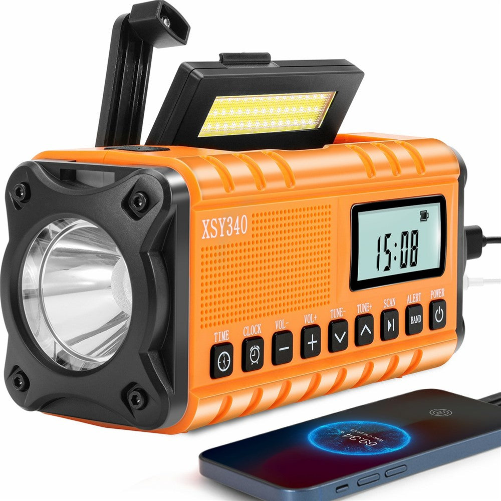 XSY340 Digital Display Outdoor Solar Hand Crank FM Radio Flashlight 10000mAh Power Bank