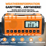 XSY340 Digital Display Outdoor Solar Hand Crank FM Radio Flashlight 10000mAh Power Bank
