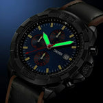 SKMEI 9347 Stylish Men Leather Strap Luminous Calendar Quartz Watch