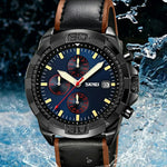 SKMEI 9347 Stylish Men Leather Strap Luminous Calendar Quartz Watch
