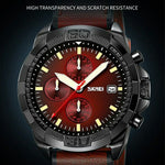 SKMEI 9347 Stylish Men Leather Strap Luminous Calendar Quartz Watch