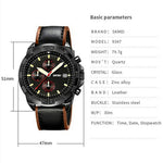 SKMEI 9347 Stylish Men Leather Strap Luminous Calendar Quartz Watch