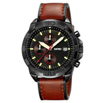 SKMEI 9347 Stylish Men Leather Strap Luminous Calendar Quartz Watch