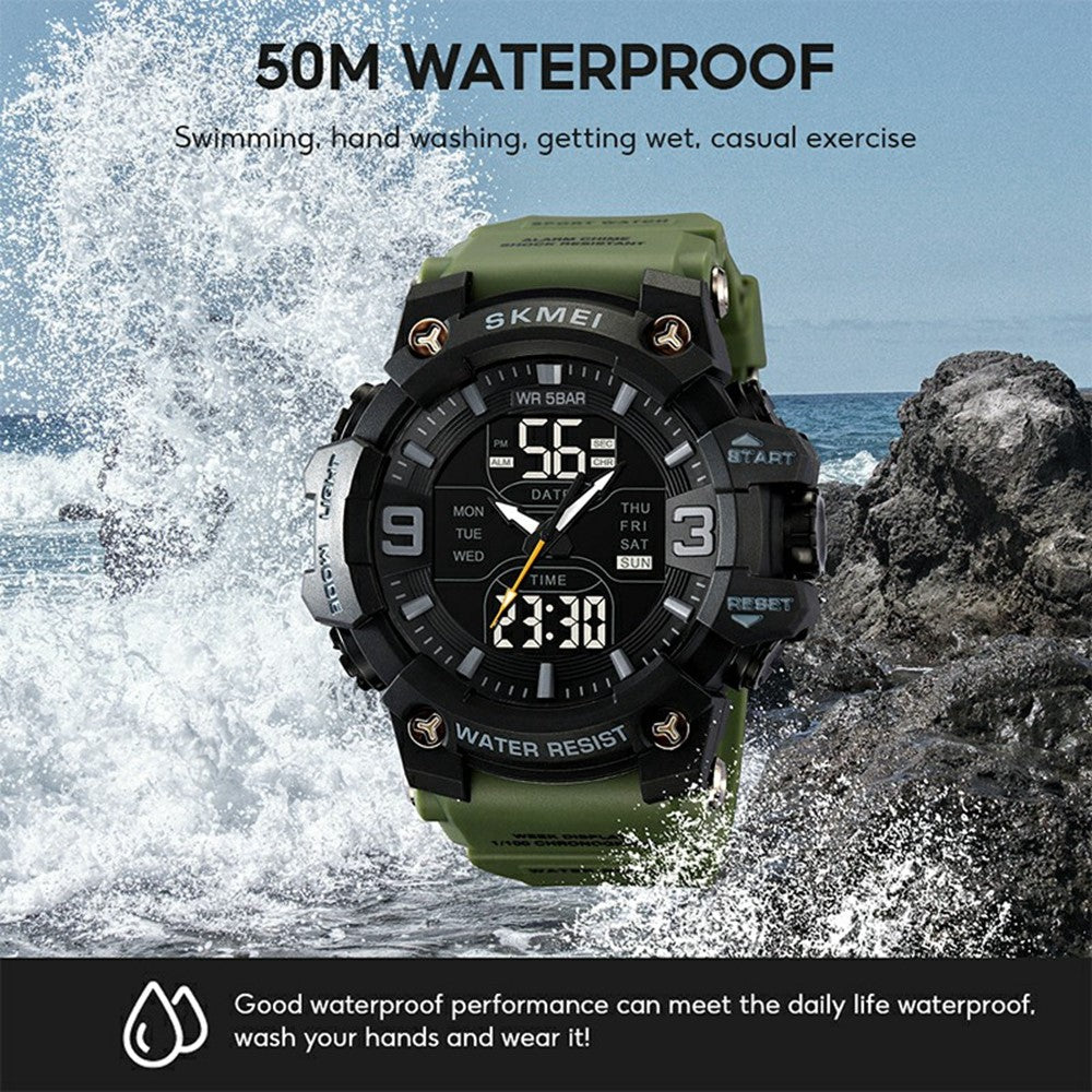 SKMEI 2222 Outdoor Sports Multi-function Electronic Watch 50m Waterproof Luminous Stopwatch