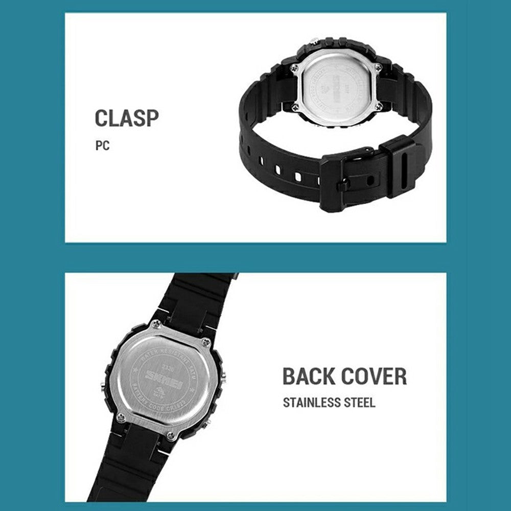 SKMEI 2326 Digital Electronic Watch for Students, Square LED Display, 50M Water Resistant