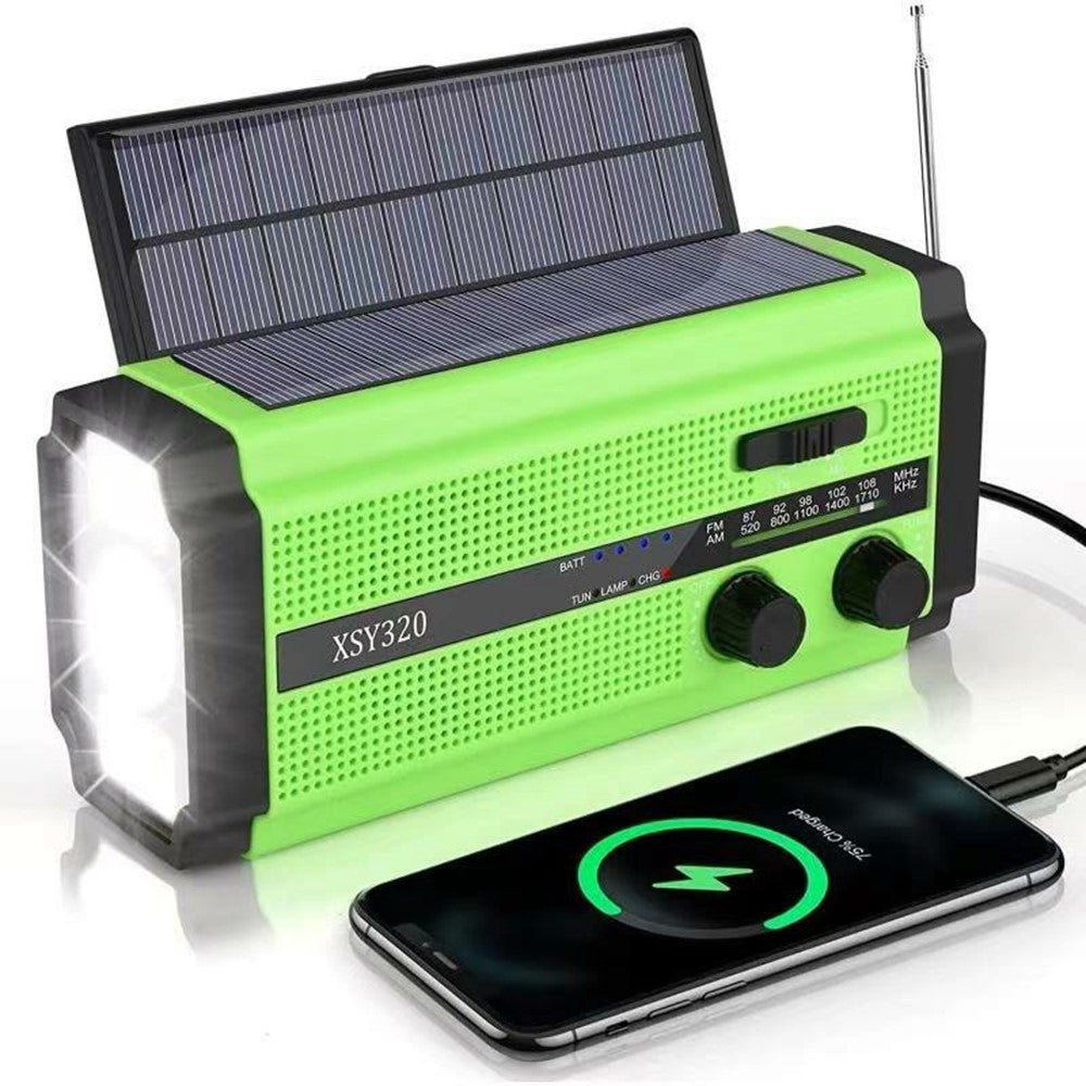 XSY320 Outdoor Solar Hand Crank FM / AM / WB Radio Flashlight 5000mAh Power Bank