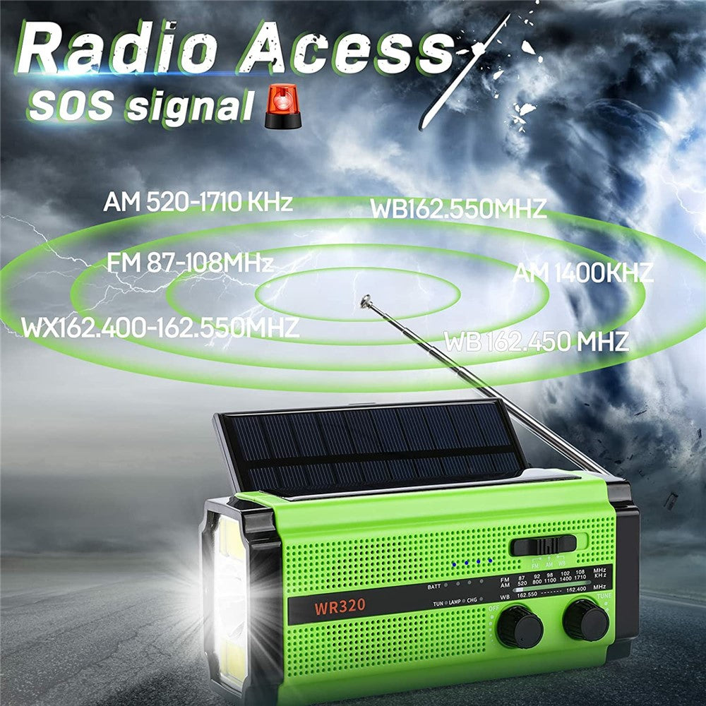 XSY320 Outdoor Solar Hand Crank FM / AM / WB Radio Flashlight 5000mAh Power Bank