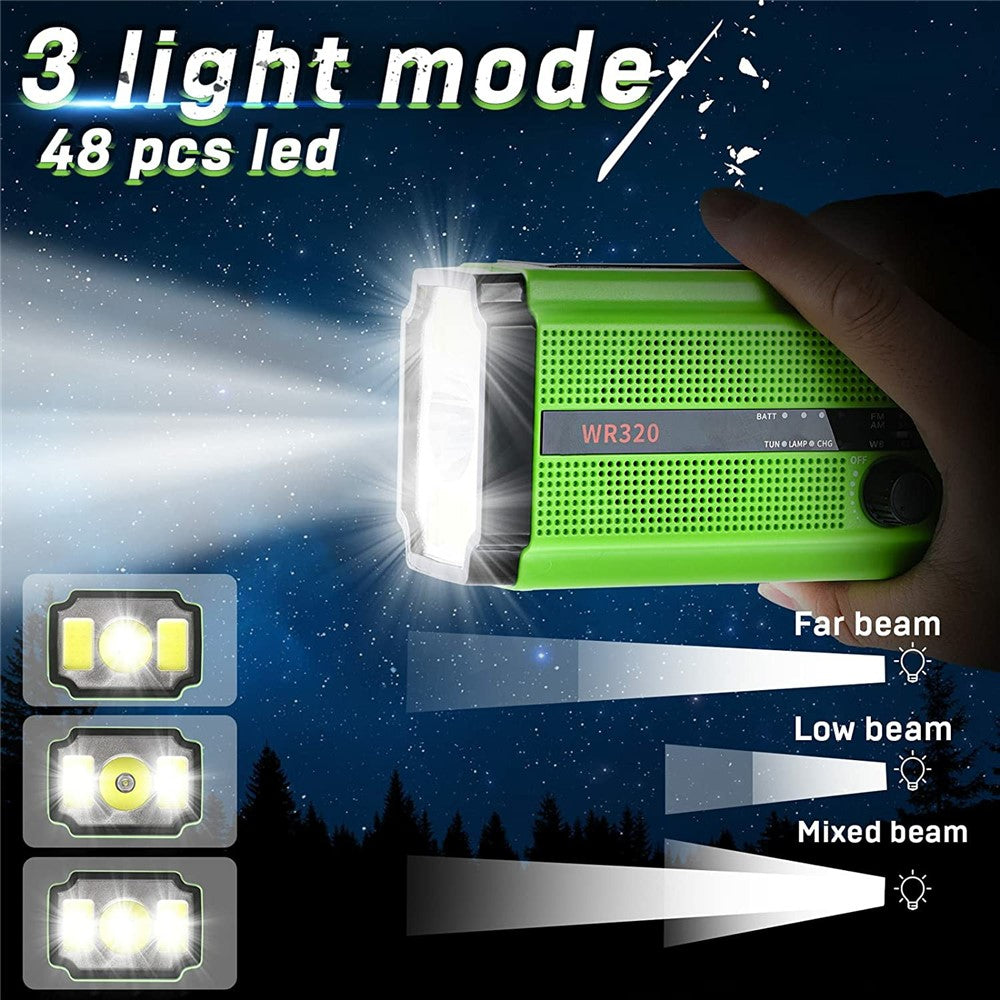 XSY320 Outdoor Solar Hand Crank FM / AM / WB Radio Flashlight 5000mAh Power Bank