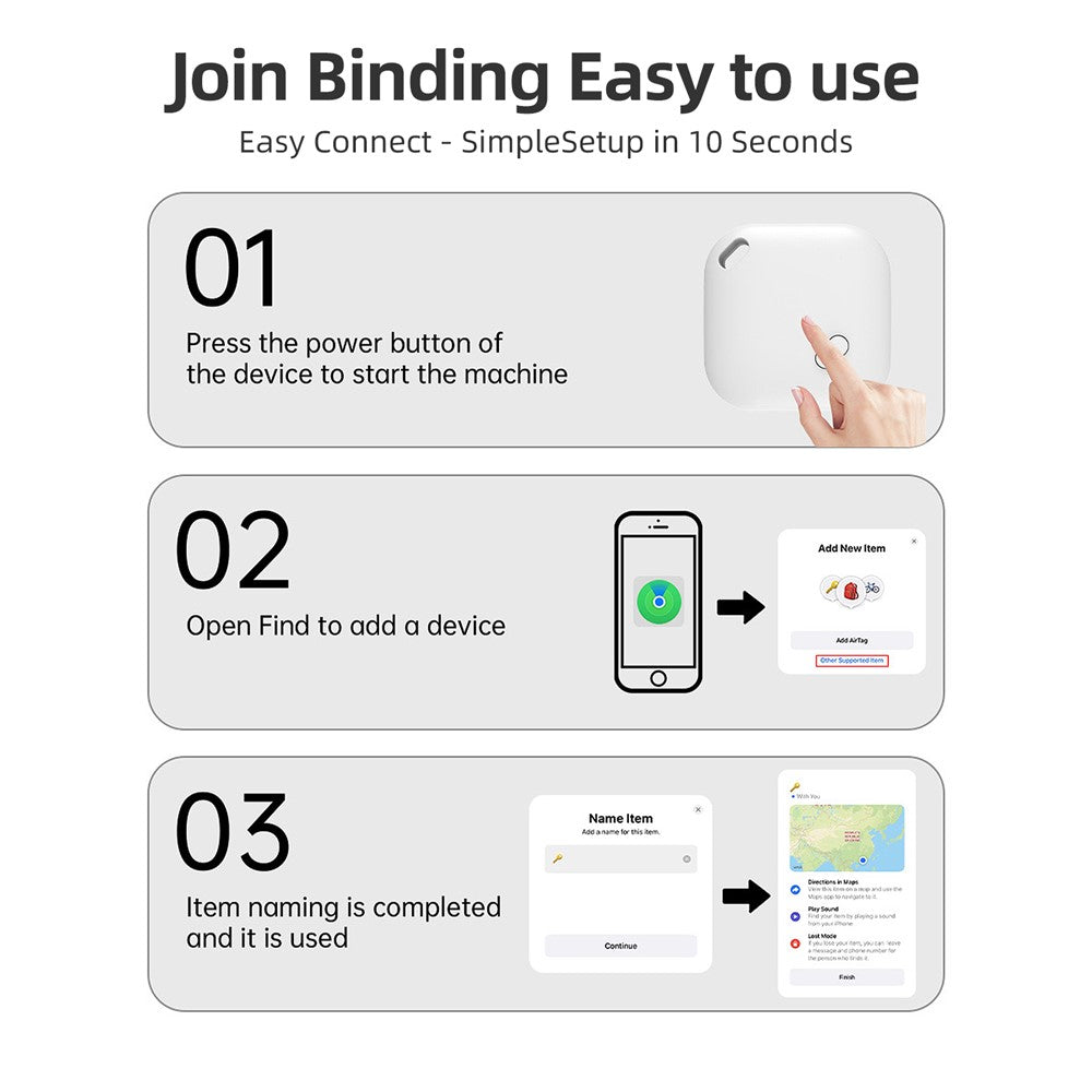 Keychain Design Smart Tracker for iOS Only, Mini Item Anti-Lost Device Global Finder