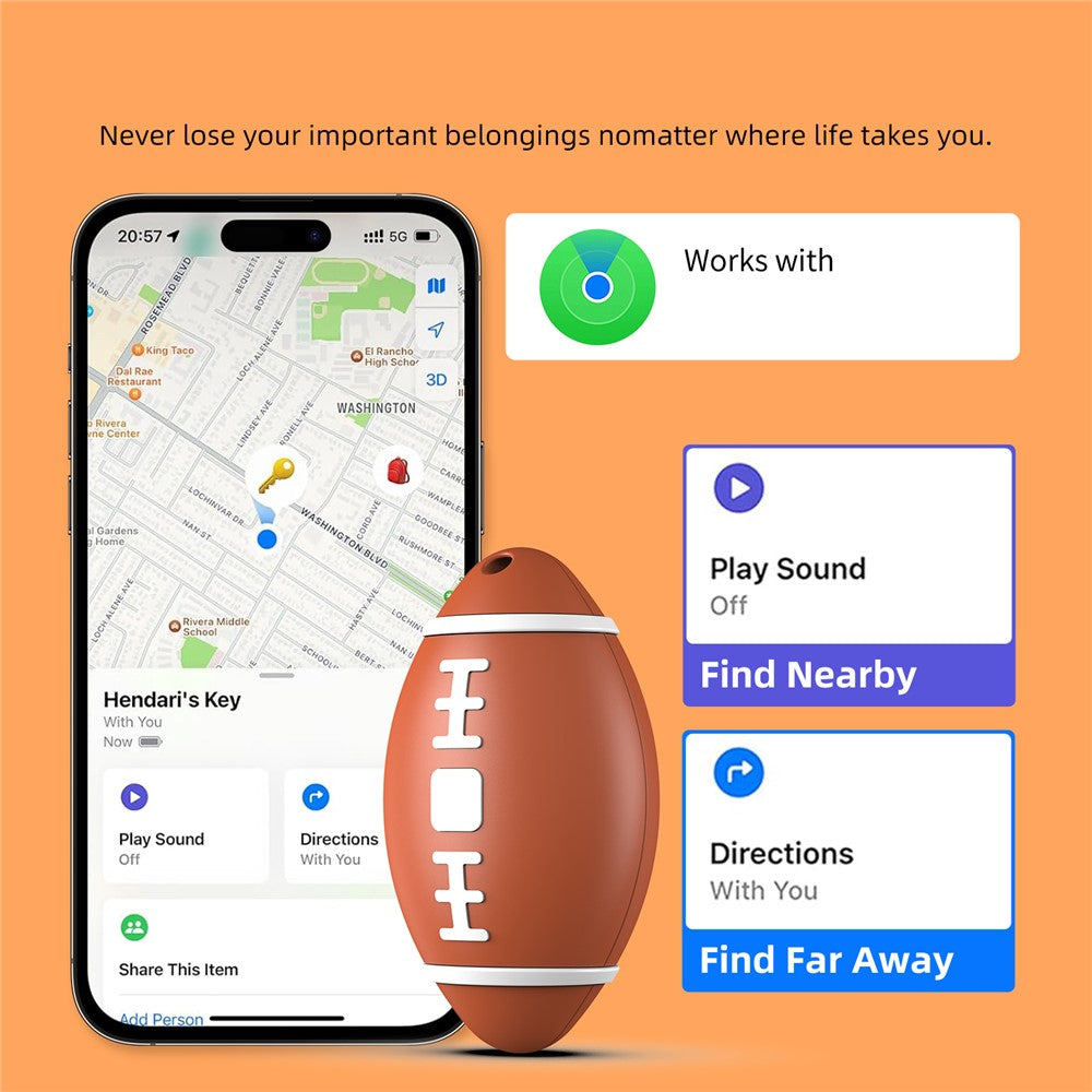 Rugby Shape Smart Tracker Key Wallet Item Anti-Lost Mini Global Finder for iOS