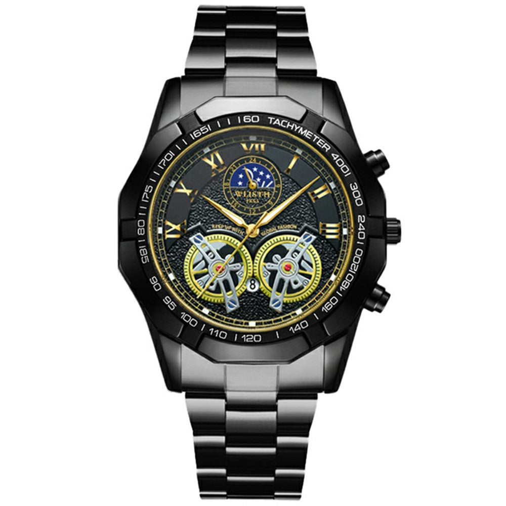 WLISTH 6189 Stylish Business Wrist Watch Steel Band Luminous Quartz Watch