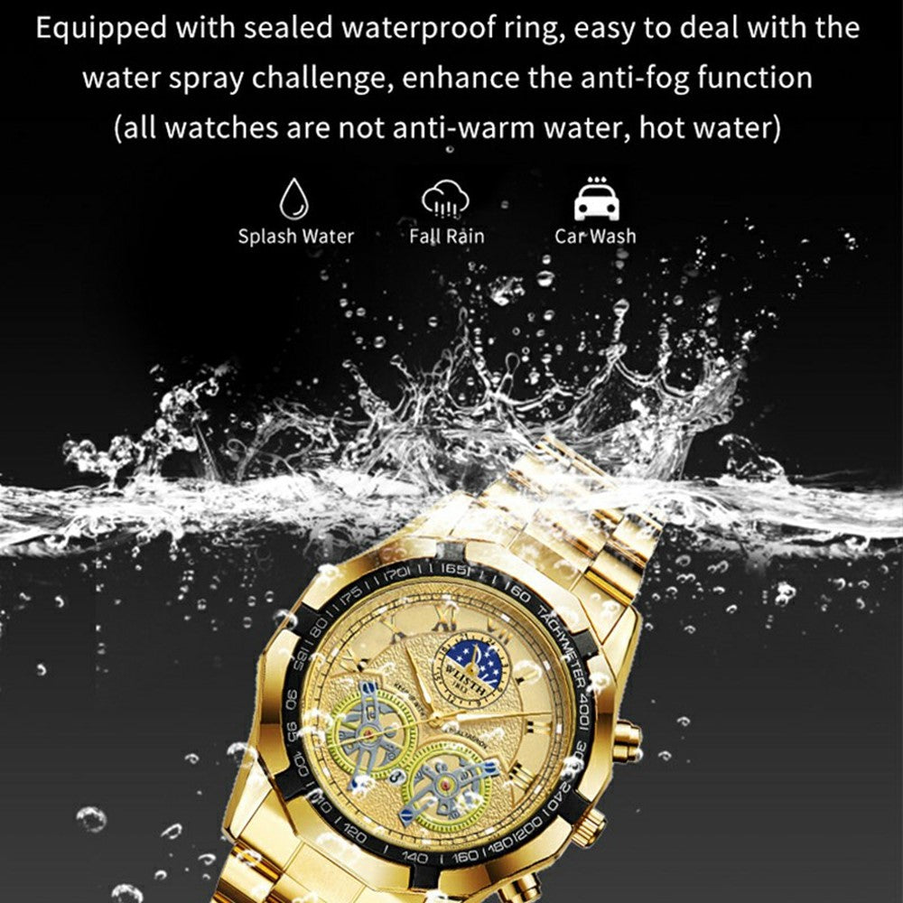 WLISTH 6189 Stylish Business Wrist Watch Steel Band Luminous Quartz Watch