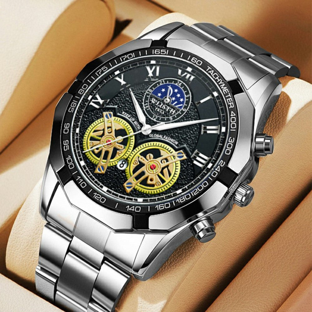 WLISTH 6189 Stylish Business Wrist Watch Steel Band Luminous Quartz Watch