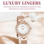 WLISTH 6198 Kvinde Quartz Ur med Rhinestone Dekoration og Stilfuldt Rundt Design