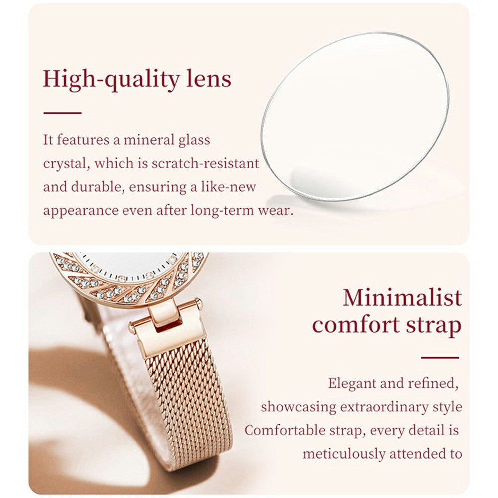 WLISTH 6198 Kvinde Quartz Ur med Rhinestone Dekoration og Stilfuldt Rundt Design