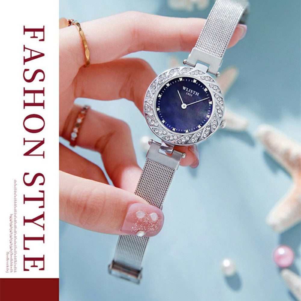 WLISTH 6198 Kvinde Quartz Ur med Rhinestone Dekoration og Stilfuldt Rundt Design
