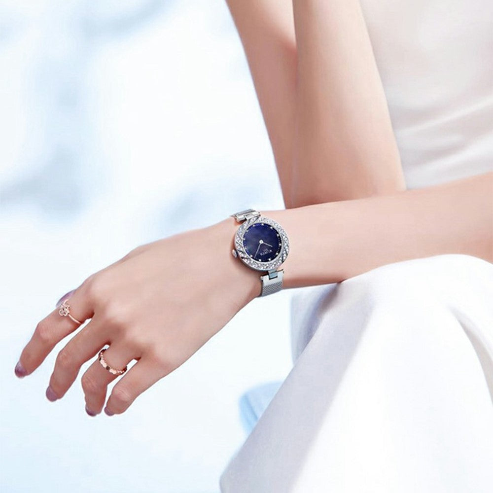 WLISTH 6198 Kvinde Quartz Ur med Rhinestone Dekoration og Stilfuldt Rundt Design