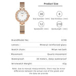 WLISTH 6198 Kvinde Quartz Ur med Rhinestone Dekoration og Stilfuldt Rundt Design