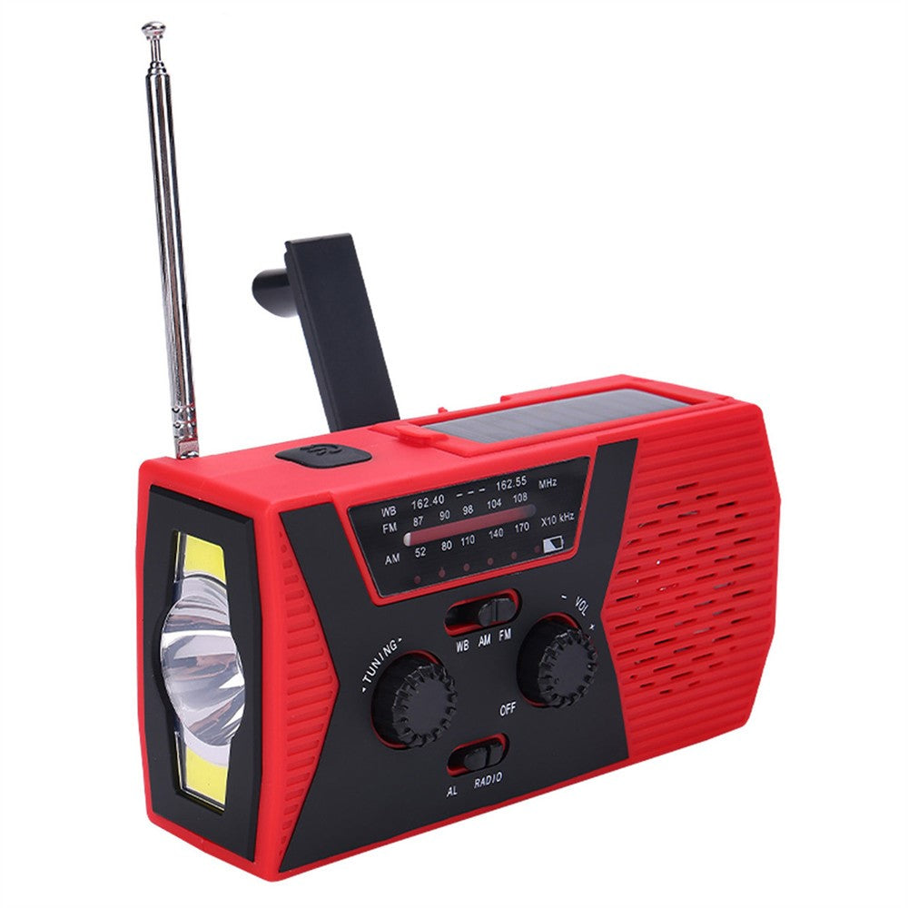 HY-018 Portable Solar Hand Crank FM AM WB Radio 3LED Flashlight Reading Lamp Power Bank