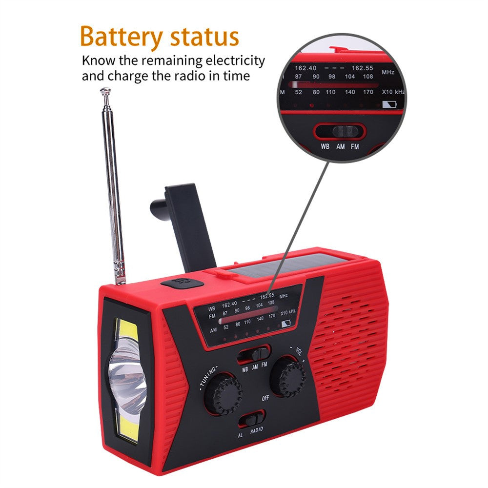 HY-018 Portable Solar Hand Crank FM AM WB Radio 3LED Flashlight Reading Lamp Power Bank