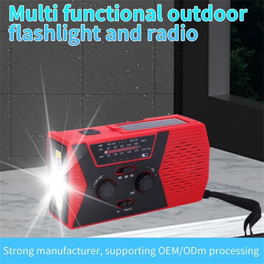 HY-018 Portable Solar Hand Crank FM AM WB Radio 3LED Flashlight Reading Lamp Power Bank