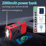 HY-018 Portable Solar Hand Crank FM AM WB Radio 3LED Flashlight Reading Lamp Power Bank