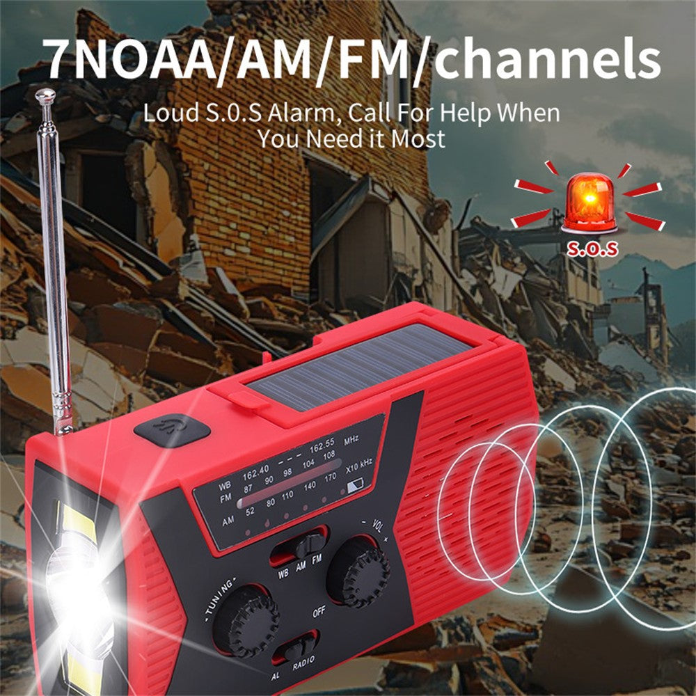 HY-018 Portable Solar Hand Crank FM AM WB Radio 3LED Flashlight Reading Lamp Power Bank